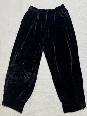Masscob Size 40 US 10 Black Crushed Velvet Harem Style Pants